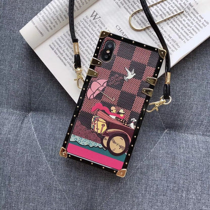 Luxury square lanyard phone case