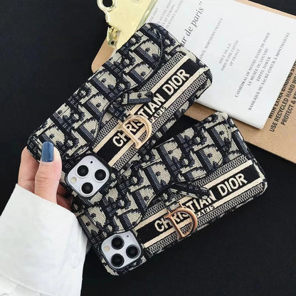 Embroidered retro card case phone case
