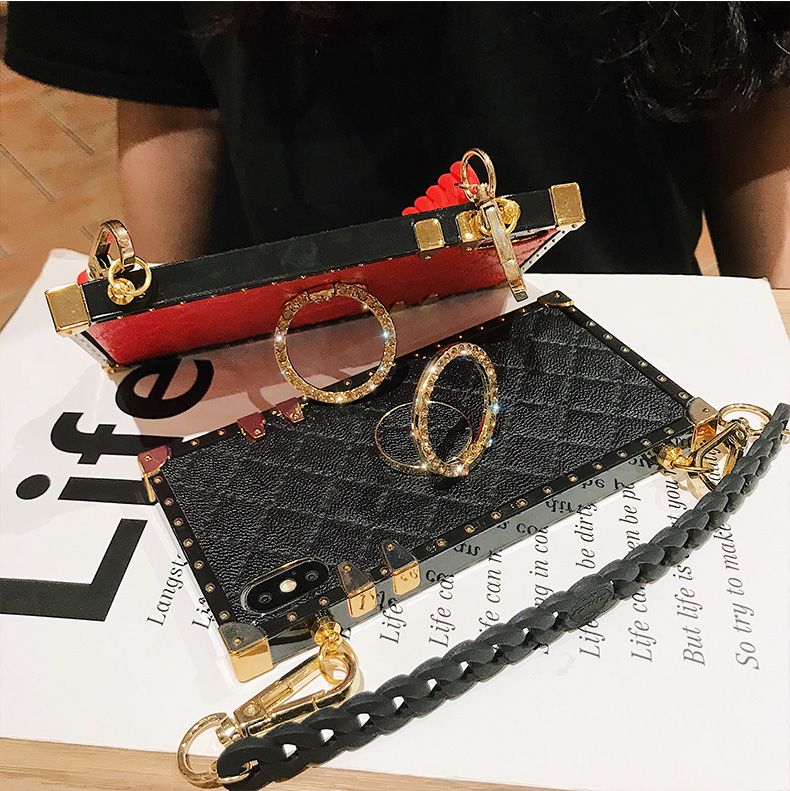 Oblique chain Square phone case