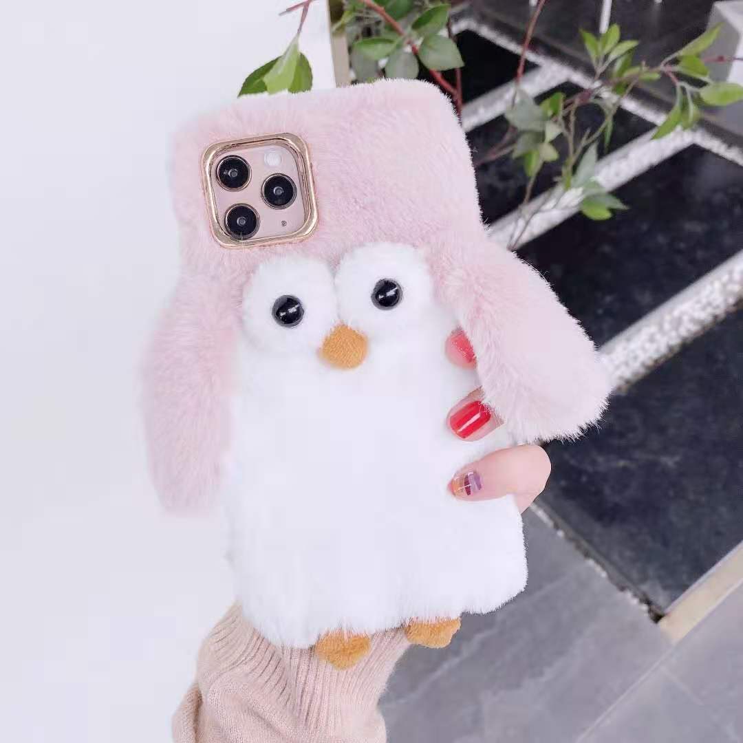 Cartoon penguin plush phone case