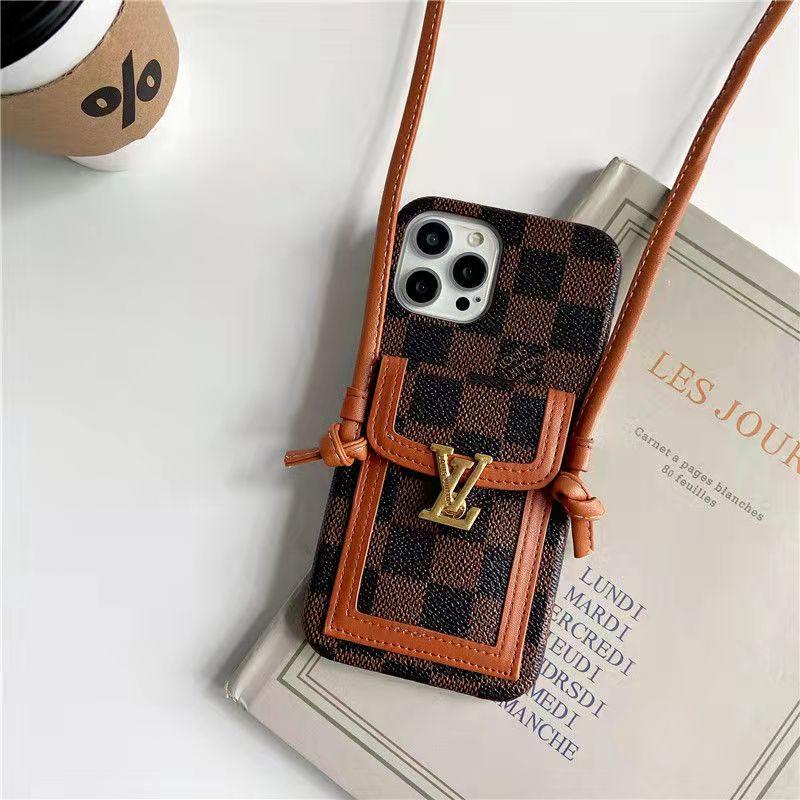 Luxury letter printing  leather card crossbody phone case for iphone