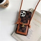 Luxury letter printing  leather card crossbody phone case for iphone