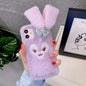 Rabbit moving ears plush phone case