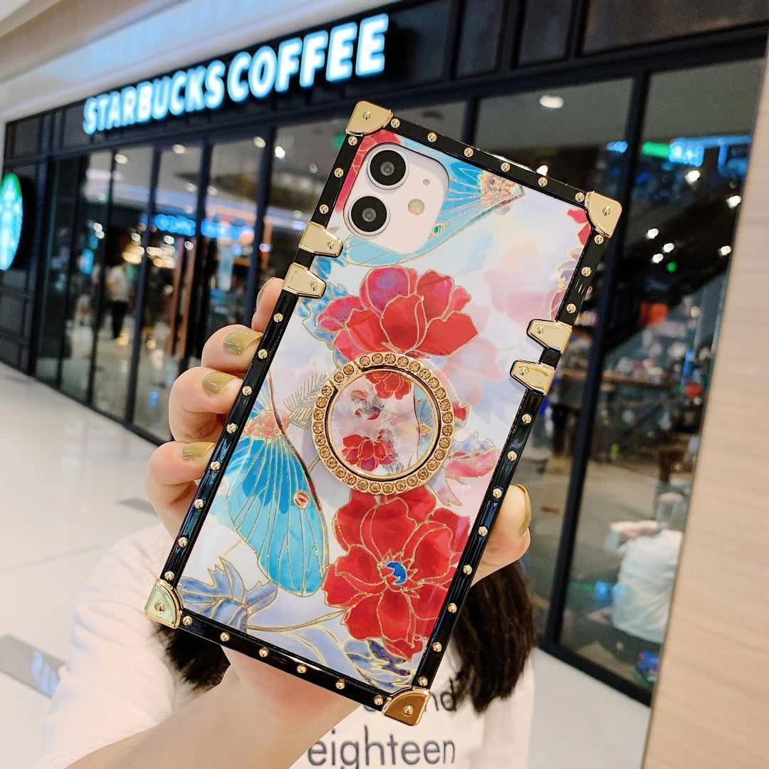 Fashion flowers square phone case for iphone