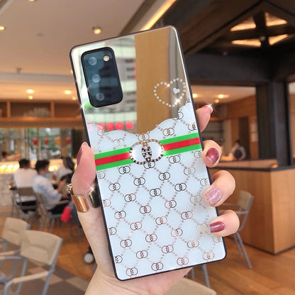 Rhinestone makeup mirror phone case for samsung