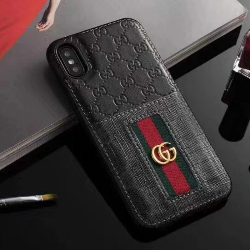 Embossed stitching card case phone case for iphone