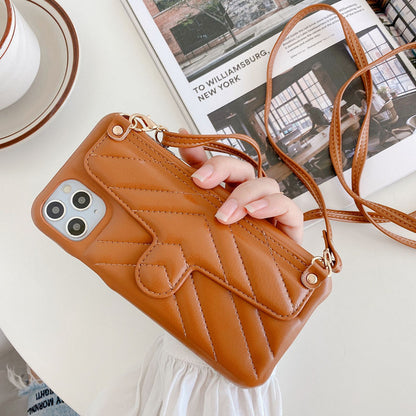 High-end leather hanging bag phone case