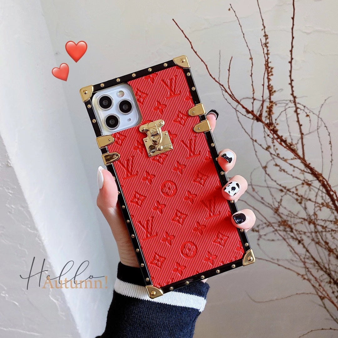 Vintage embossed square phone case For samsung