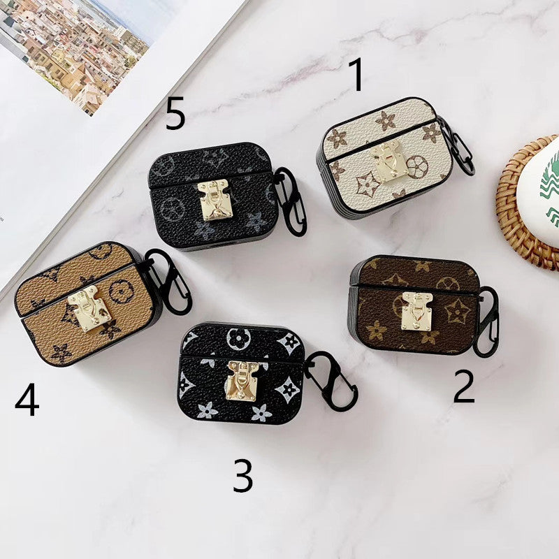 Retro flower  leather Airpods case