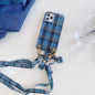 Woolen plaid lanyard phone case