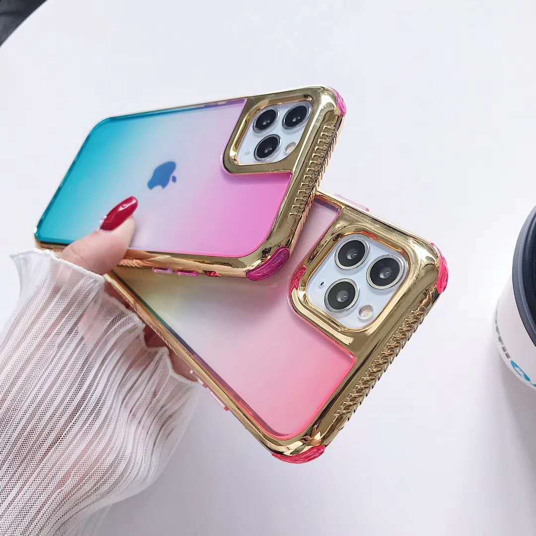 Electroplating gradient three-in-one phone case