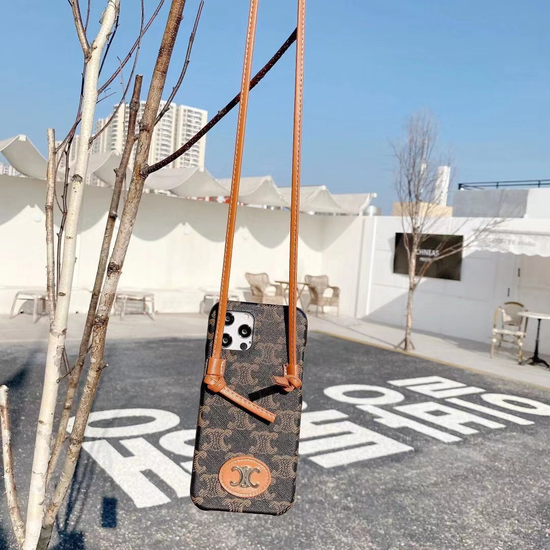 Fashion slant back lanyard phone case