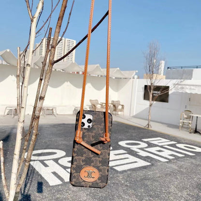 Fashion slant back lanyard phone case