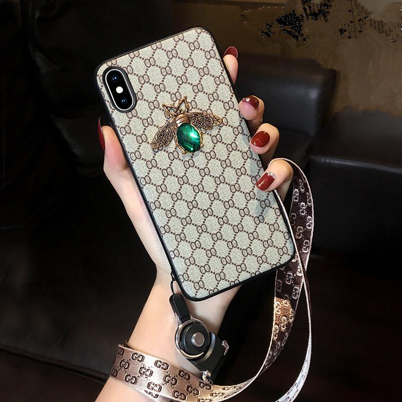 Rhinestone bee lanyard phone case for Samsung