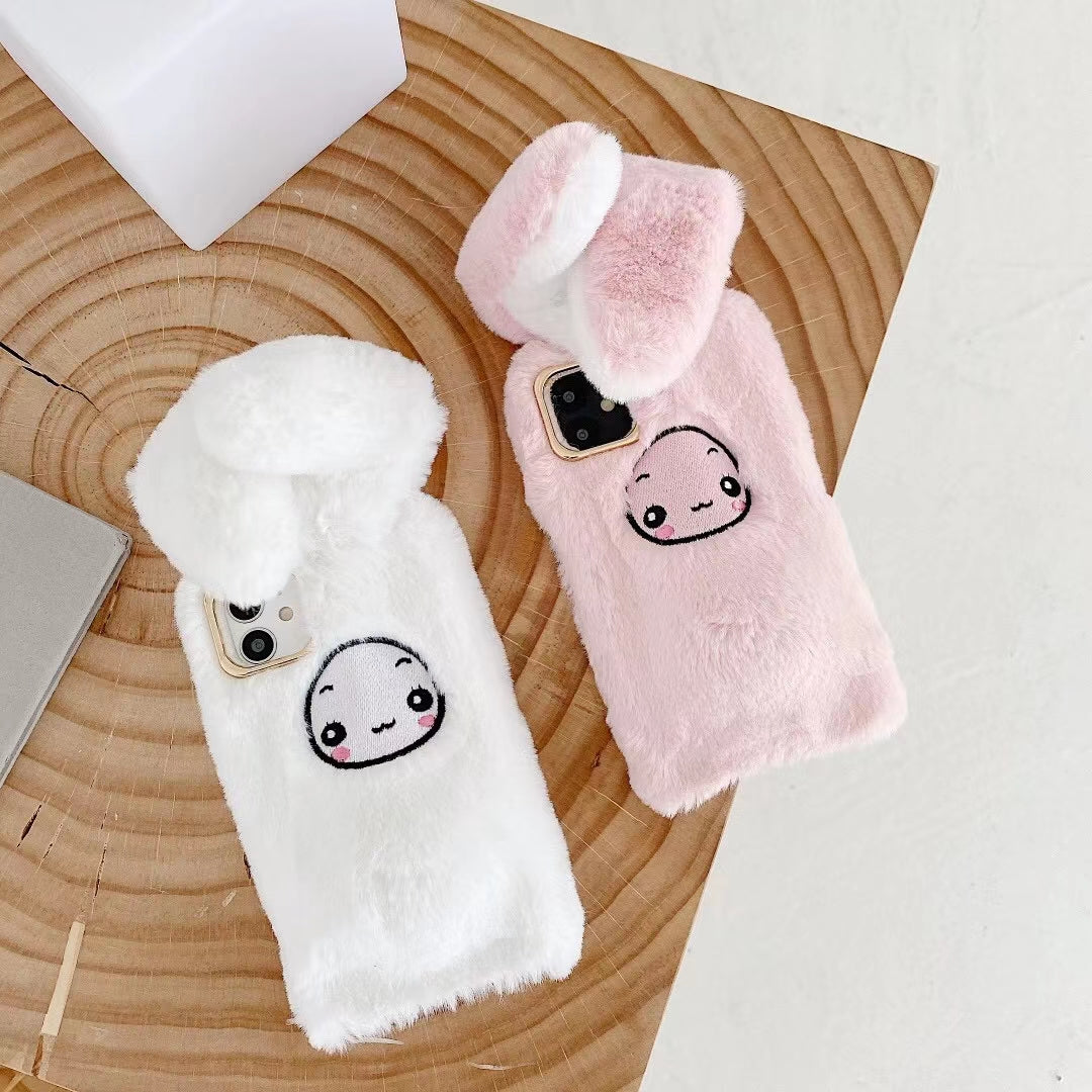 Rabbit plush phone case with moving ears