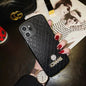 Diamond-studded leather phone case