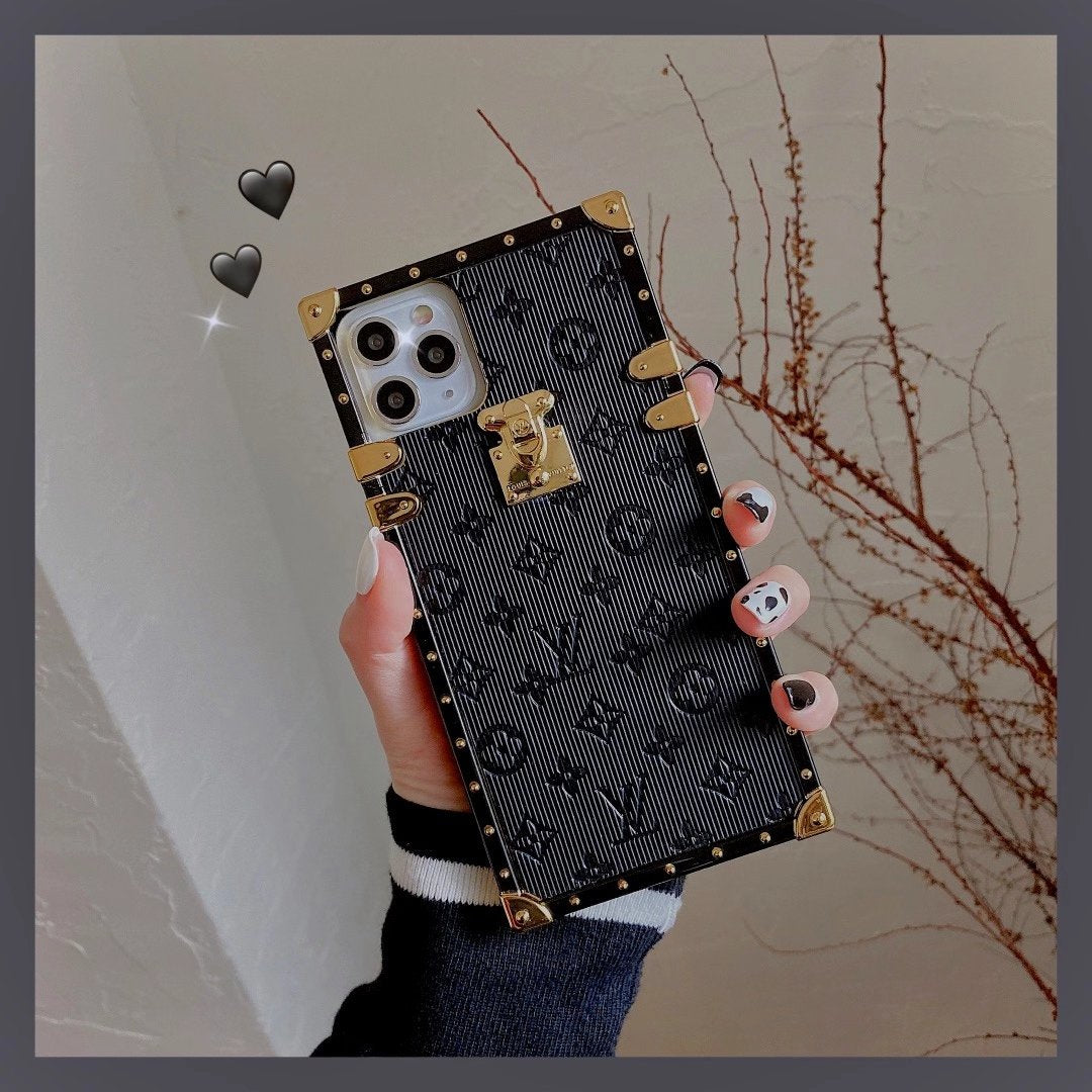 Vintage embossed square phone case For samsung