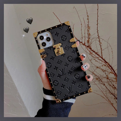 Vintage embossed square phone case For samsung