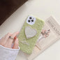 Love heart mirror plush phone case