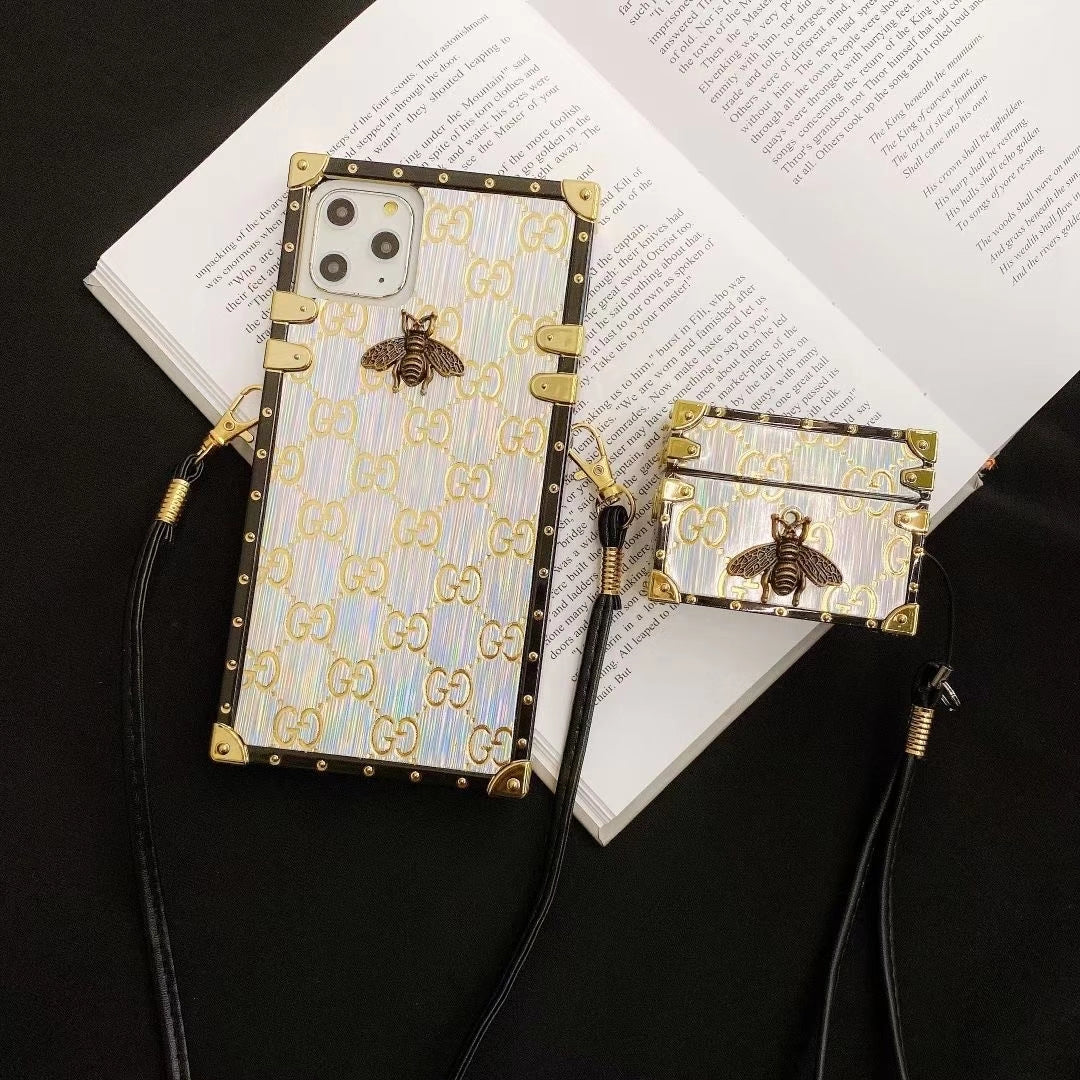 Bronzing printing Square phone case and Airpods case