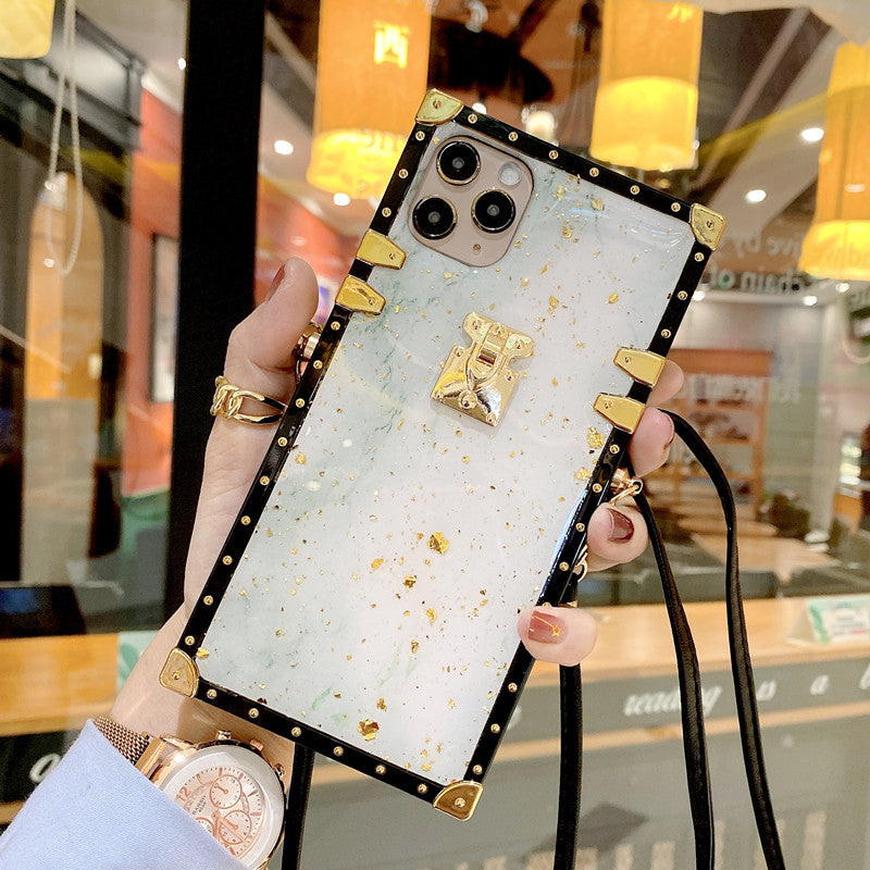 Marble square lanyard phone case for iphone