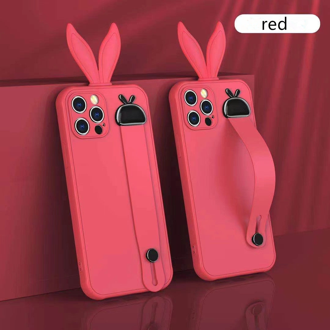 Rabbit ear silicone wristband phone case