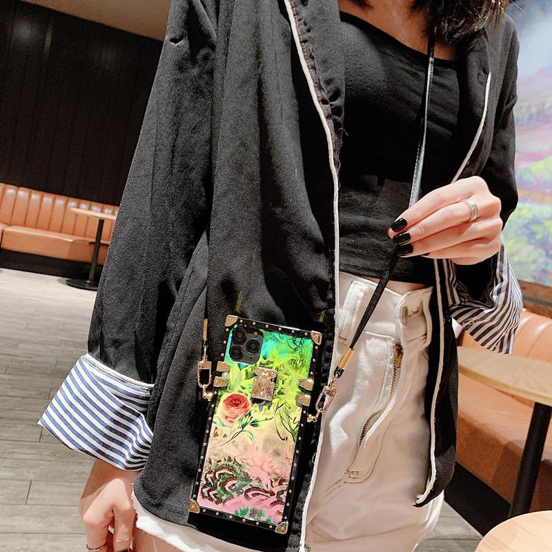 Retro Blu-ray flower  lanyard phone case - LVCASE