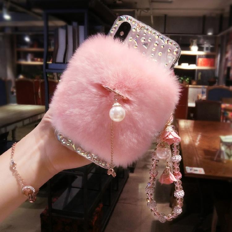 Rabbit hair rhinestone phone case for Samsung