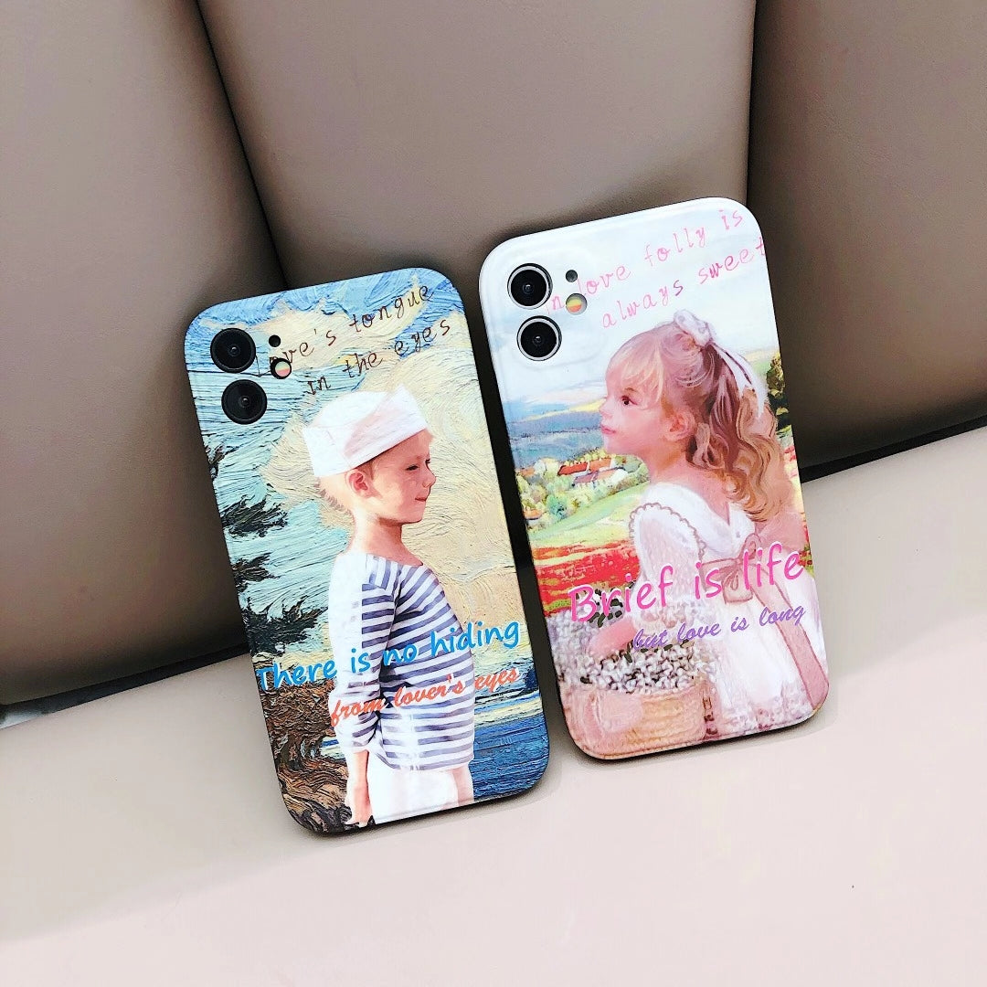 Personalized oil painting couple phone case