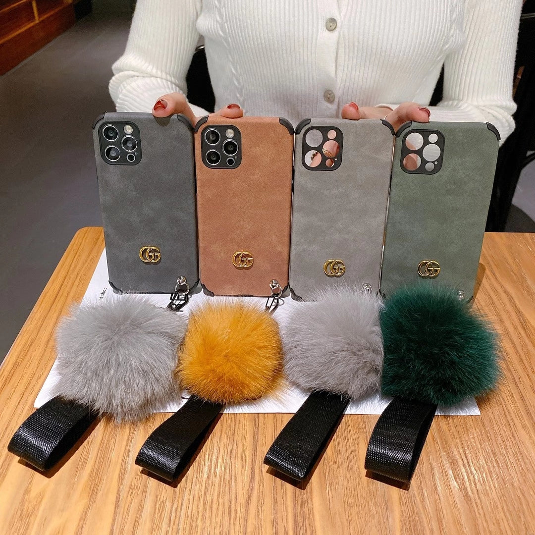 Frosted flannel fur ball phone case
