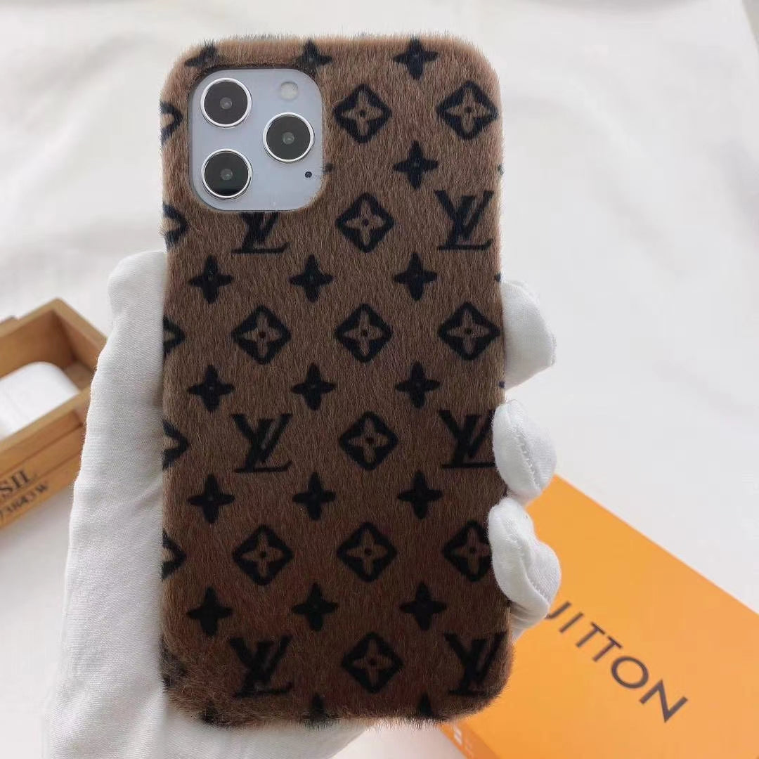 Fashion plush letter phone case