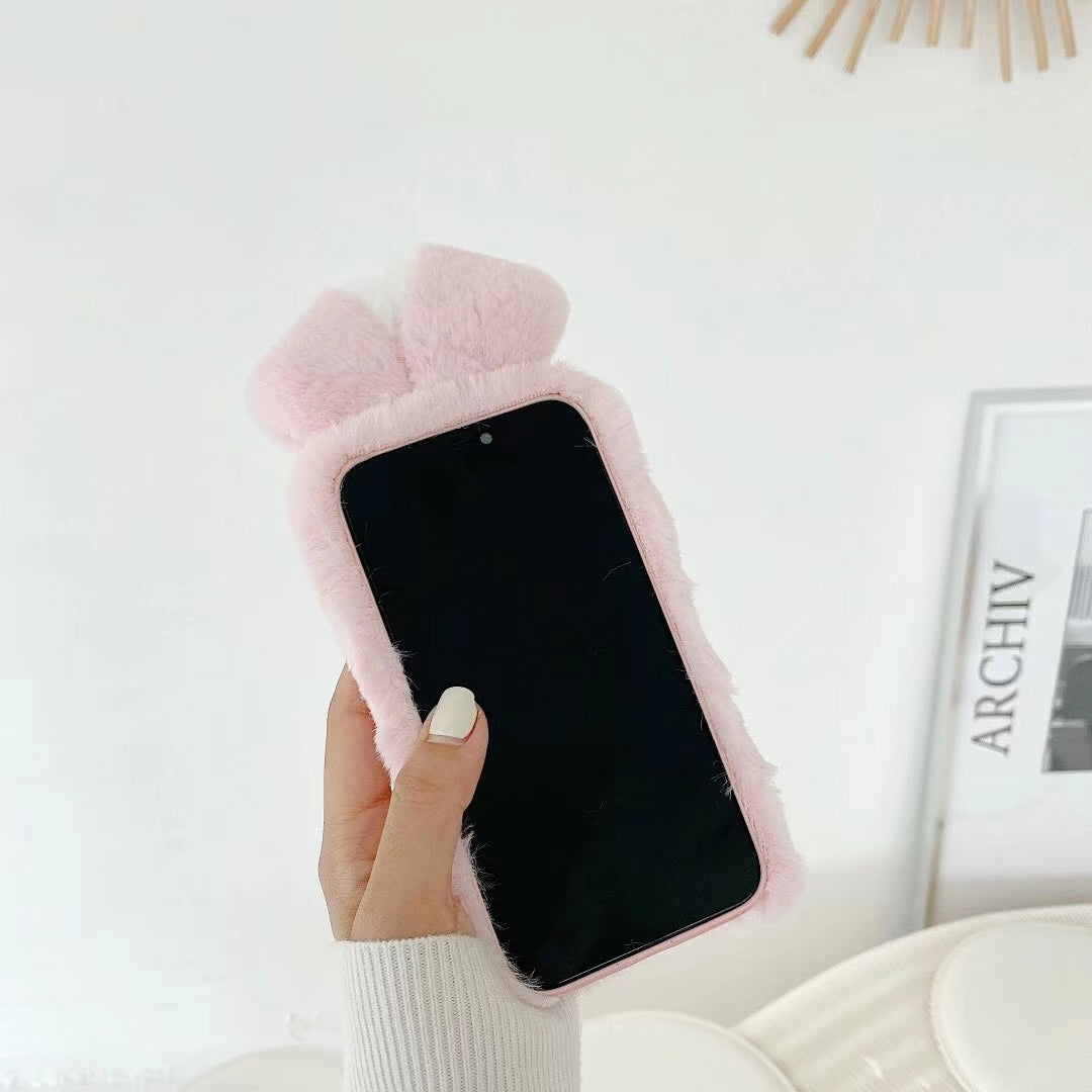 Rabbit plush phone case with moving ears