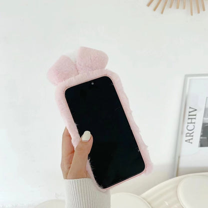 Rabbit plush phone case with moving ears