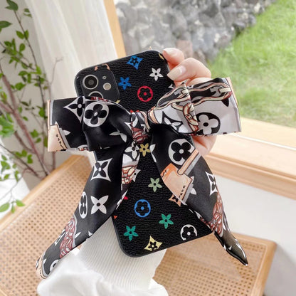 Retro pattern bow phone case