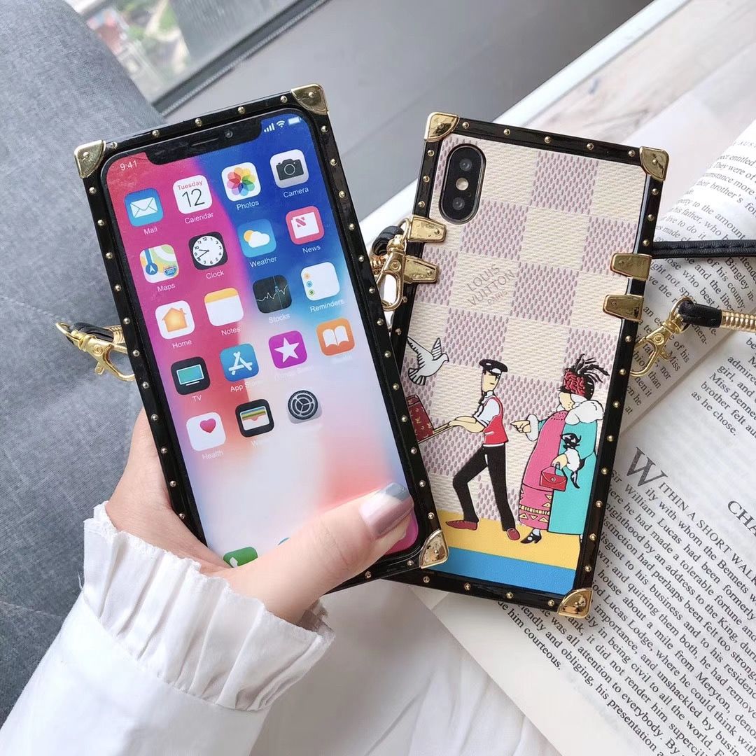 Luxury square lanyard phone case