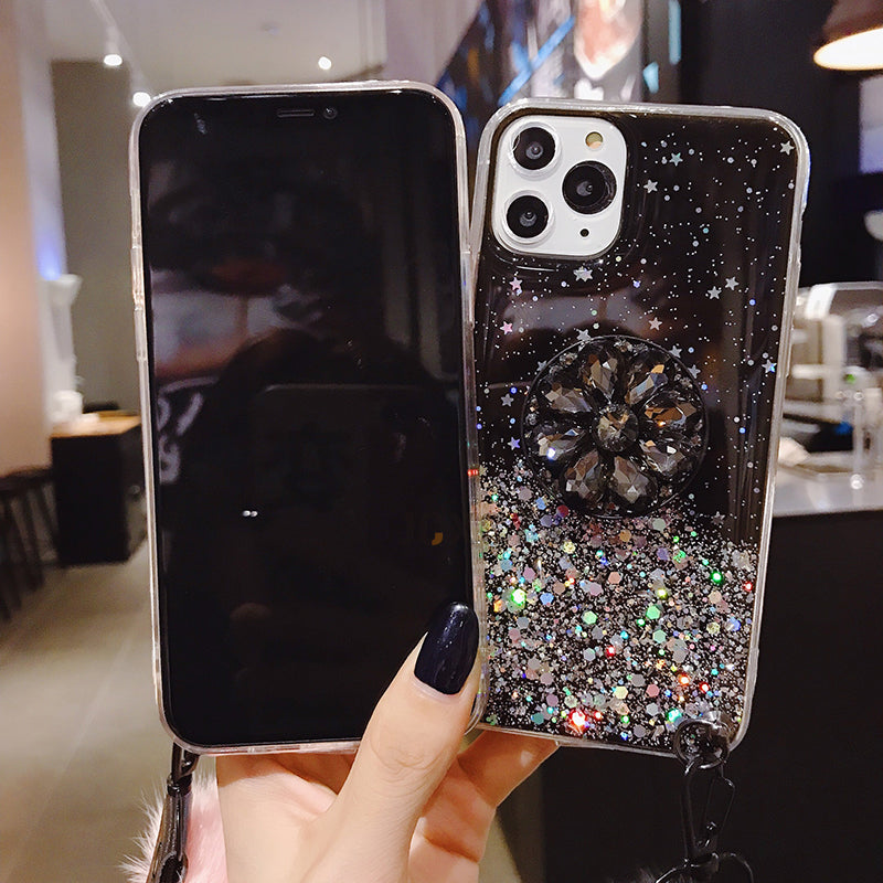 Starry sky silver foil holder hairball  phone case
