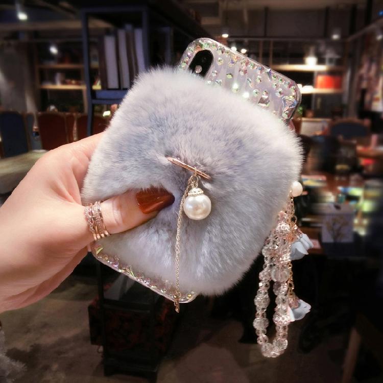 Rabbit hair rhinestone phone case for Samsung