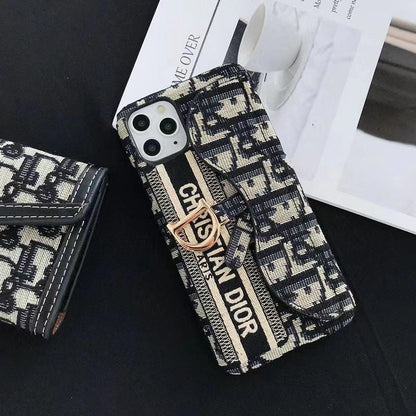 Embroidered retro card case phone case