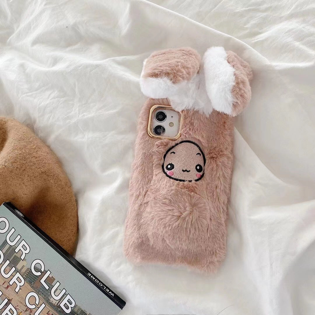 Rabbit plush phone case with moving ears