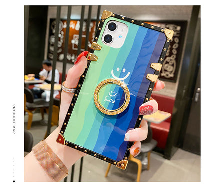 Rainbow smiley square phone case for iphone