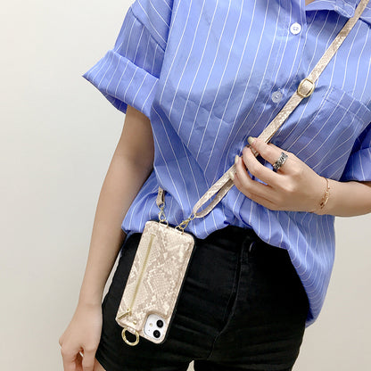 Snake pattern wallet lanyard phone case
