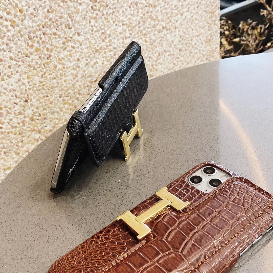 Leather card pocket Bracket phone case