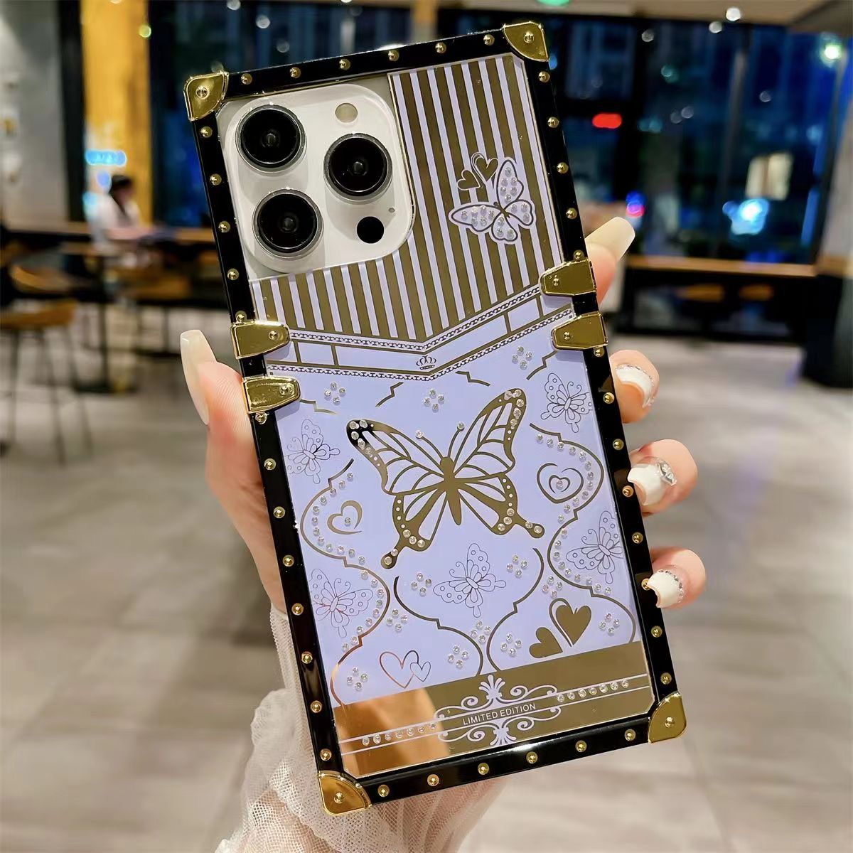 Luxury  butterfly Square Phone Case for iPhone