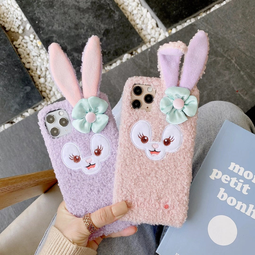 Cute rabbit plush phone case