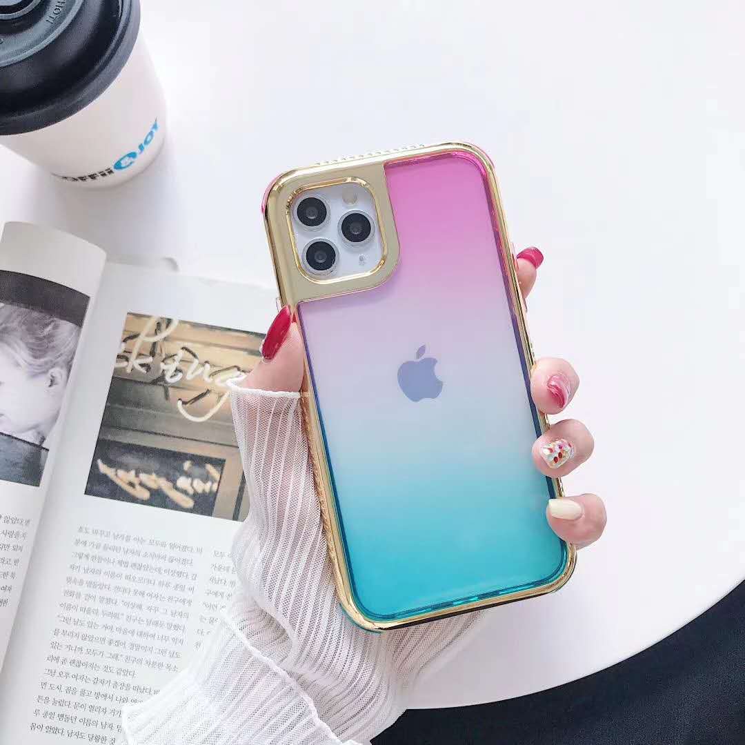 Electroplating gradient three-in-one phone case