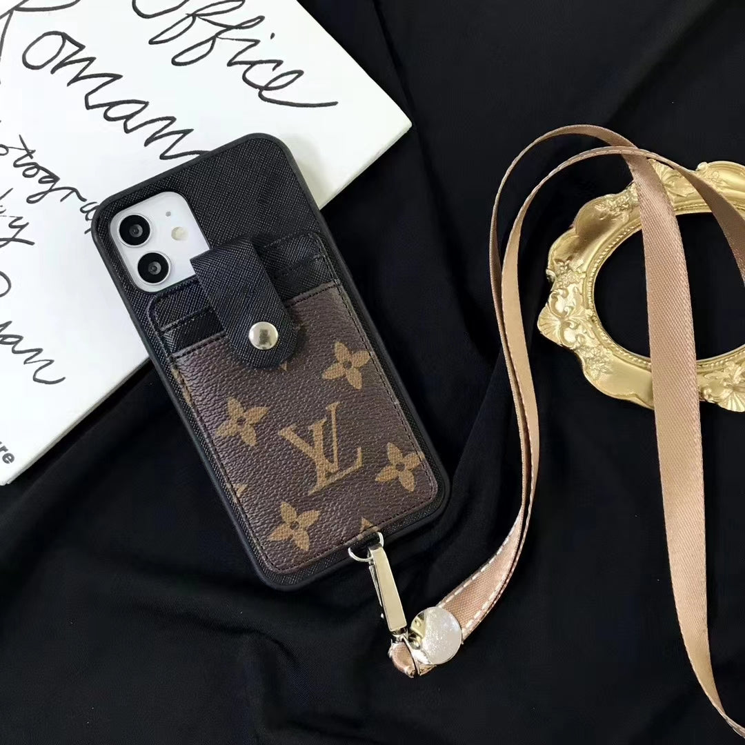 Splicing leather card case phone case