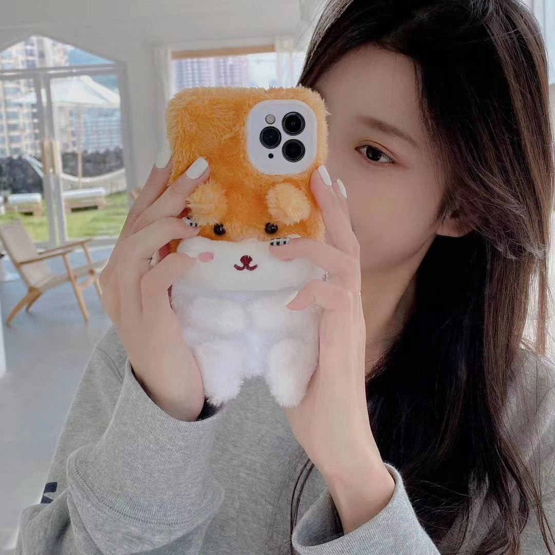 Cartoon puppy plush phone case