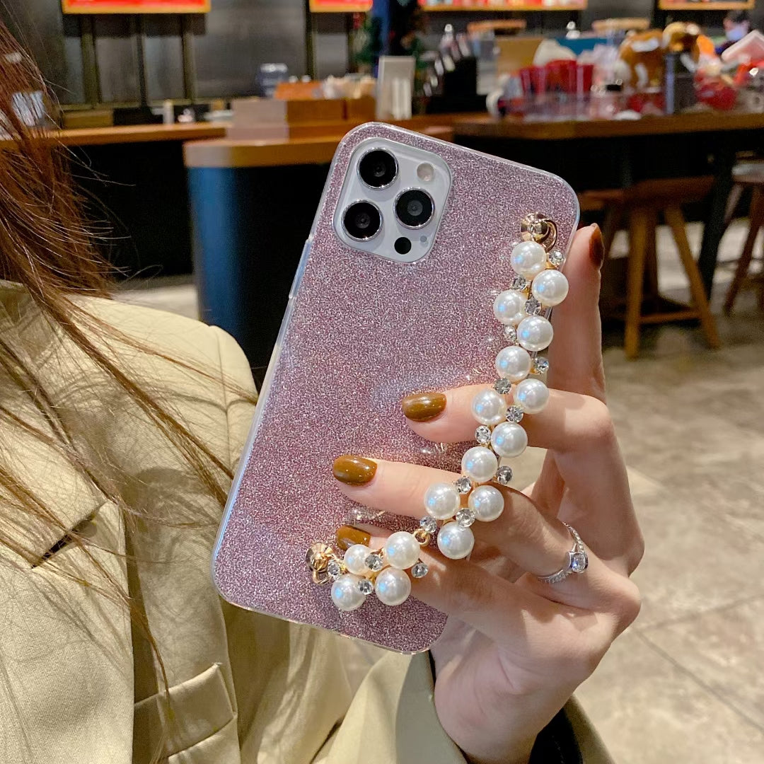 Glitter pearl bracelet phone case for iphone