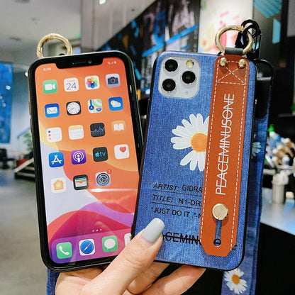 Small Daisy  Denim Wristband Phone Case - LVCASE