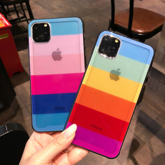 Rainbow glass mobile phone case